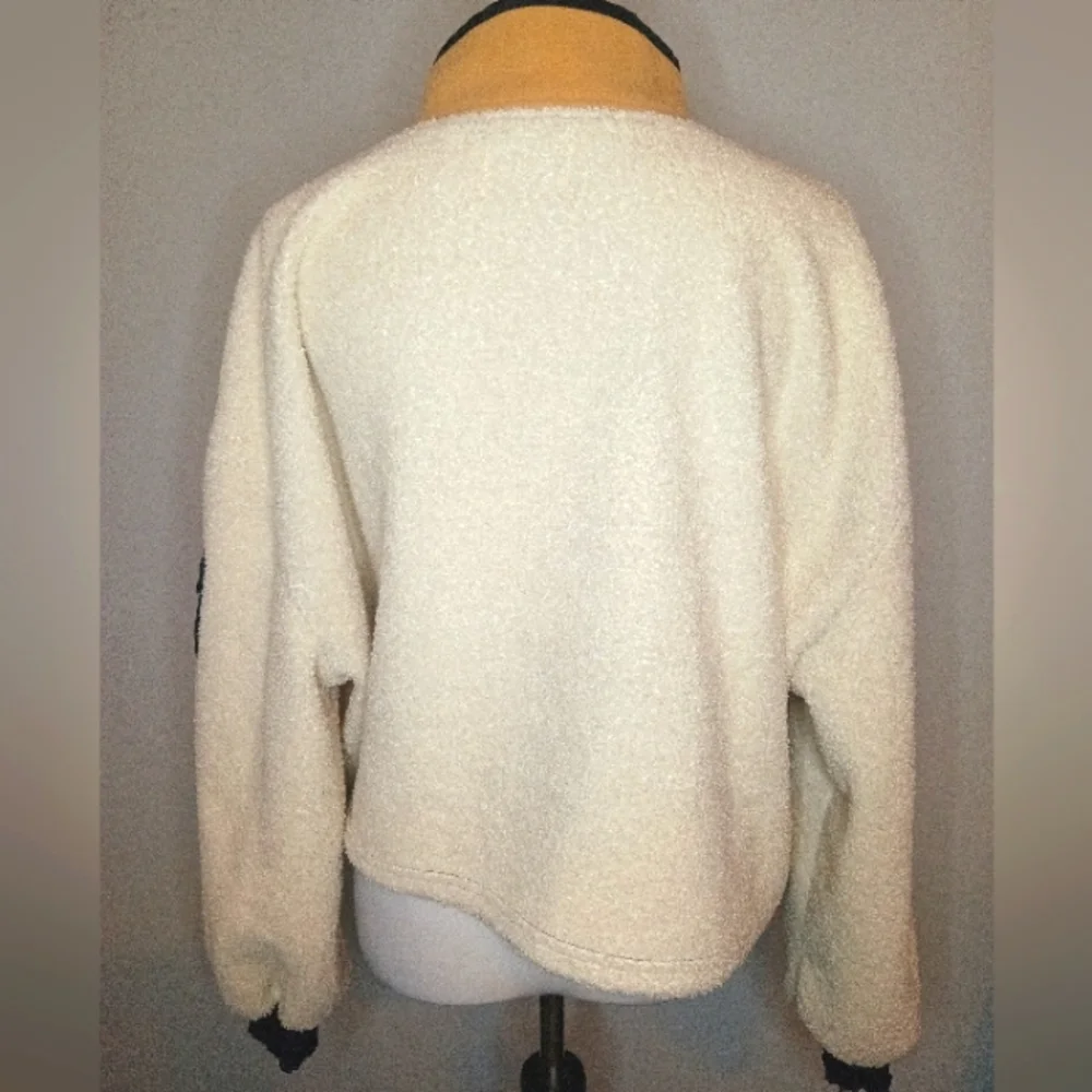 Urban Outfitters Oversized Cropped Mixed Textile Quarter Zip Pullover - Picture 2 of 5